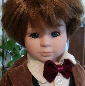 Vtg 15" Handsome Young Boy Porcelain Doll
